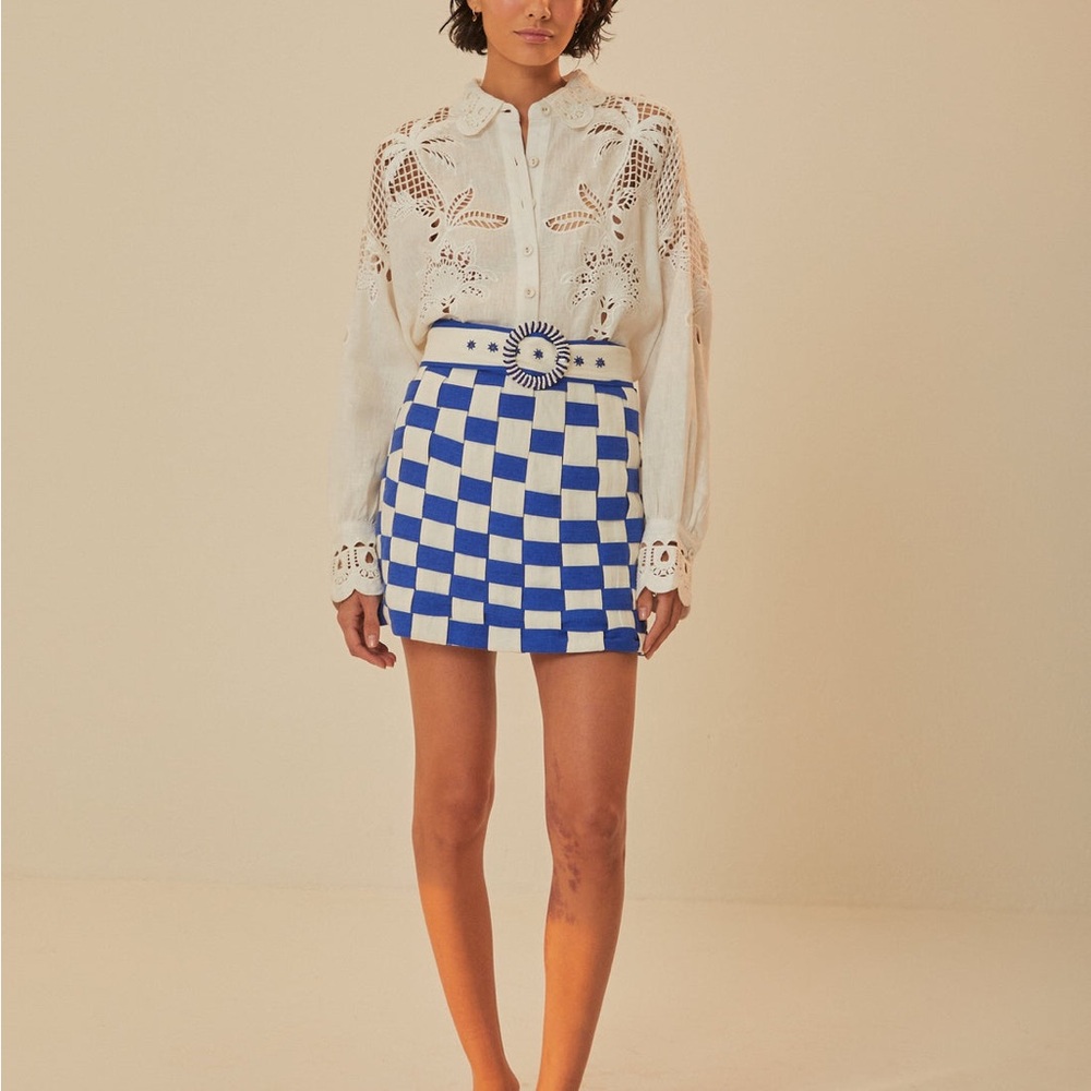 Super Rare* Farm Rio Euroflax Bicolor Interwoven Mini Skirt sz M NWT